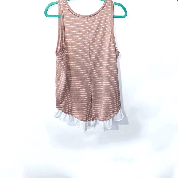 BCBG Dusty Pink Split-Back Ruffle Hem Tank - Picture 3 of 7